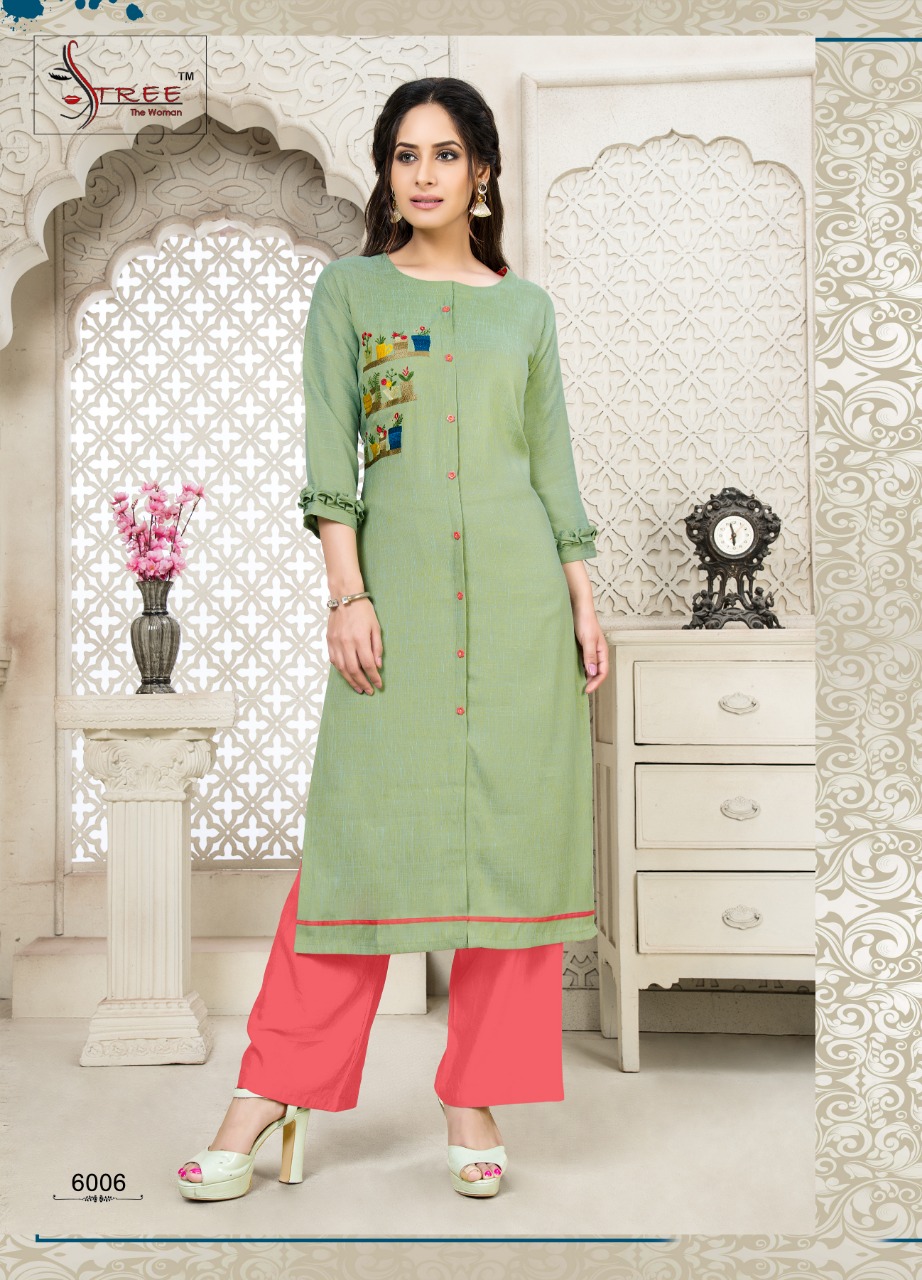 Snappy Vol-6 By Shree Creation 6001 To 6006 Series Beautiful Colorful Stylish Fancy Casual Wear & Ethnic Wear & Ready To Wear Heavy Rayon Two Tone Slub With Embroidery Kurtis At Wholesale Price