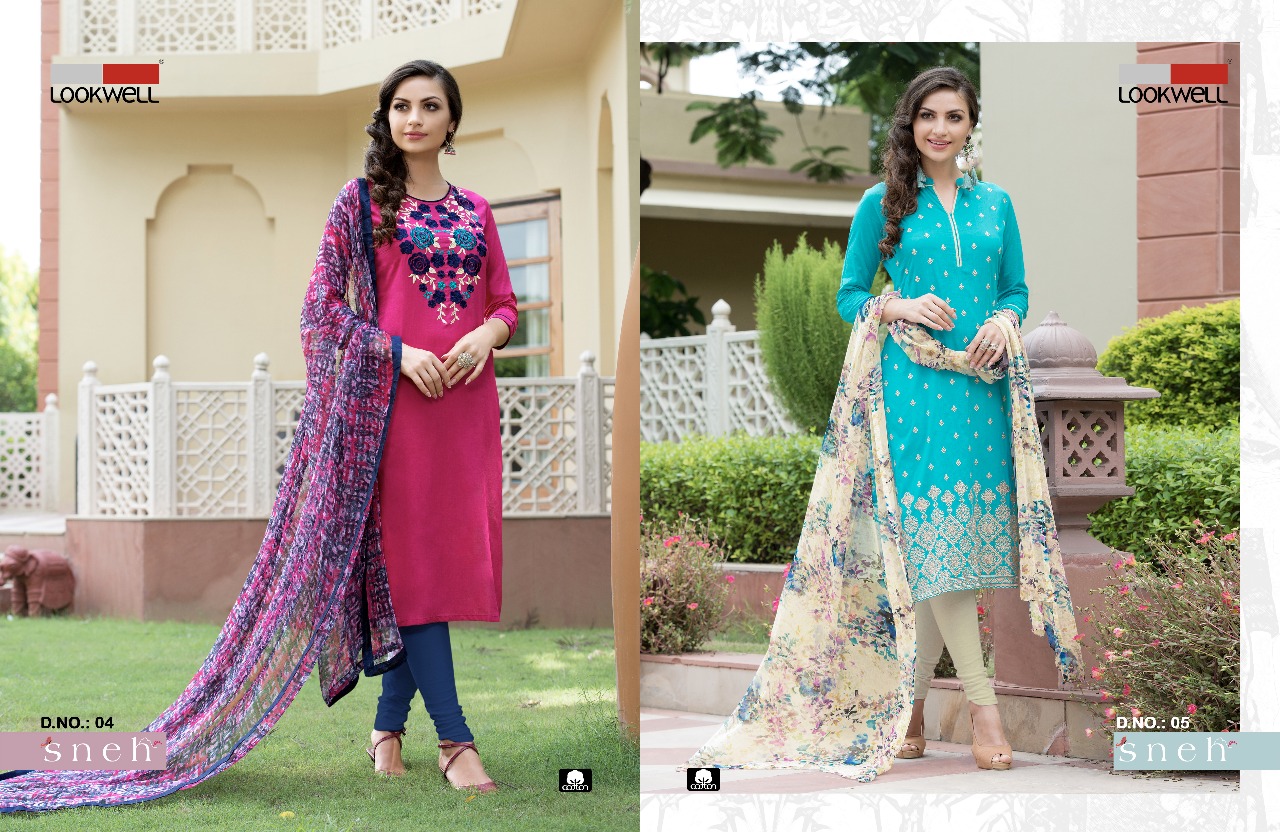 Sneh By Lookwell 01 To 06 Series Beautiful Stylish Fancy Colorful Casual Wear & Ethnic Wear Collection Pure Cotton Embroidered Dresses At Wholesale Price