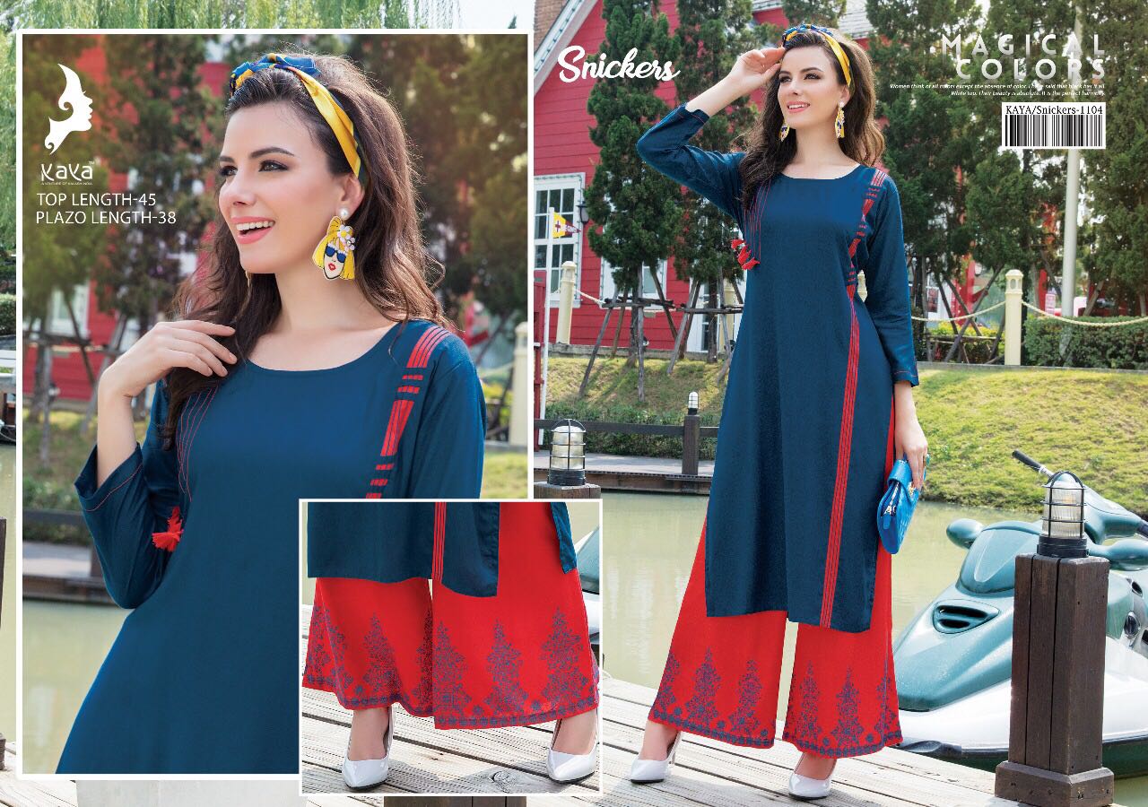 Snickers By Kaya 1101 To 1108 Series Stylish Colorful Fancy Beautiful Casual Wear & Ethnic Wear Rayon Embroidered Kurtis At Wholesale Price