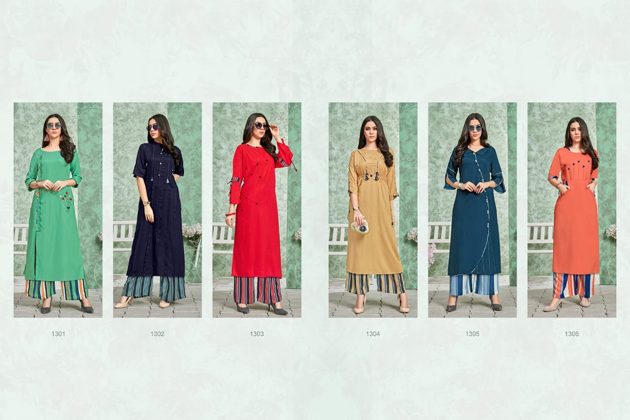 Sofiya By Posh 1301 To 1306 Series Beautiful Stylish Colorful Fancy Party Wear & Ethnic Wear & Ready To Wear Heavy Rayon Printed Kurtis At Wholesale Price