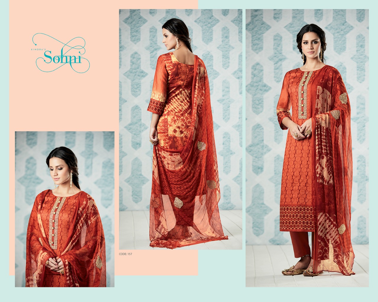 Sohni Vol-8 By Kimora Fashion 156 To 164 Series Beautiful Stylish Designer Occasional Wear Casual Wear Pure Cotton Satin Printed & Embroidered Dresses At Wholesale Price