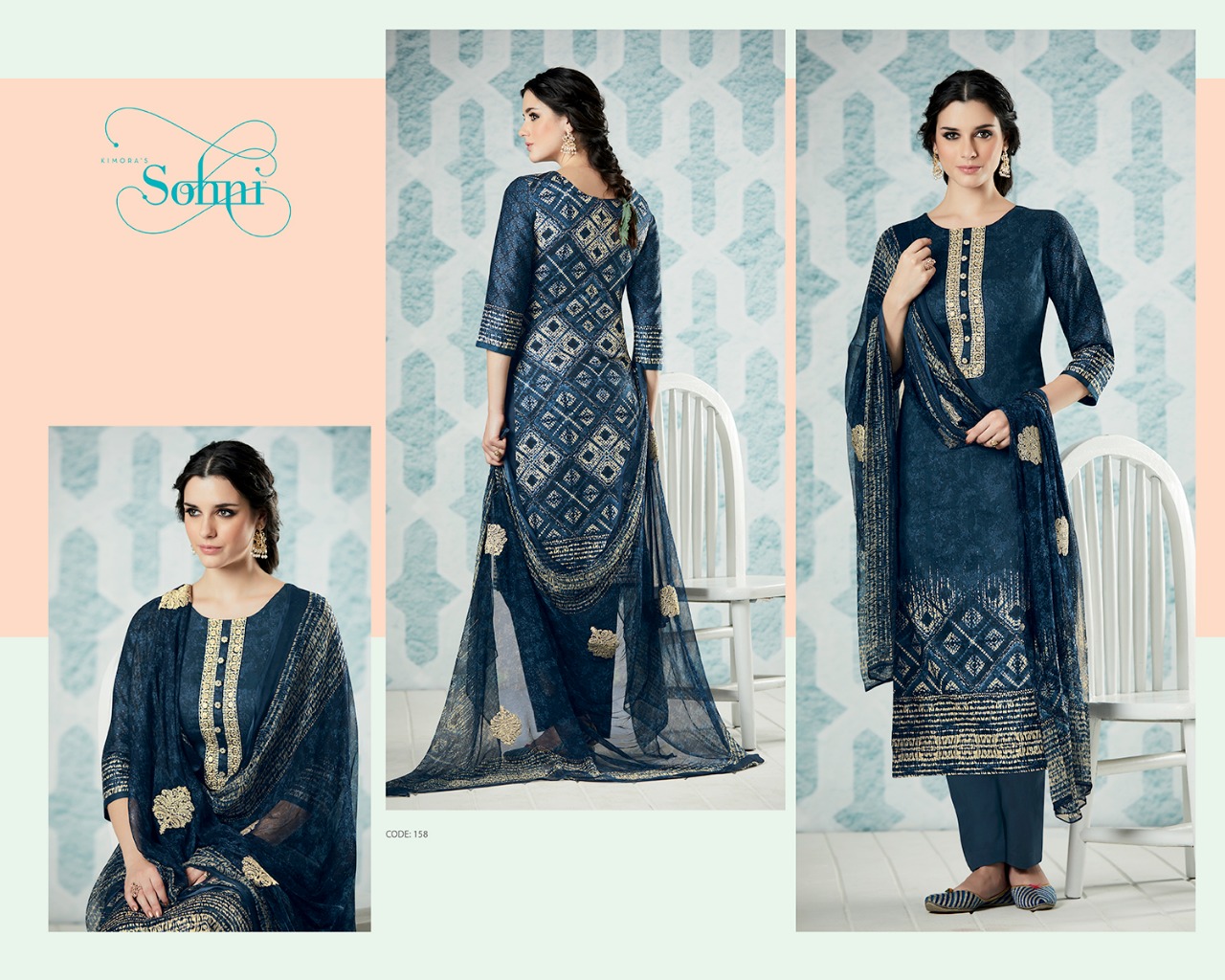 Sohni Vol-8 By Kimora Fashion 156 To 164 Series Beautiful Stylish Designer Occasional Wear Casual Wear Pure Cotton Satin Printed & Embroidered Dresses At Wholesale Price
