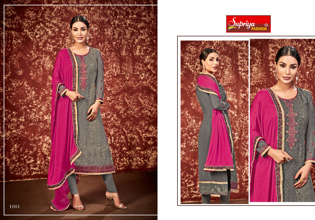 Soneri By Supriya Fashion 1001 To 1008 Series Beautiful Stylish Colorful Fancy Party Wear & Ethnic Wear Georgette Embroidered Dresses At Wholesale Price