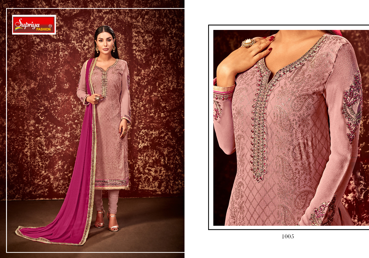 Soneri By Supriya Fashion 1001 To 1008 Series Beautiful Stylish Colorful Fancy Party Wear & Ethnic Wear Georgette Embroidered Dresses At Wholesale Price