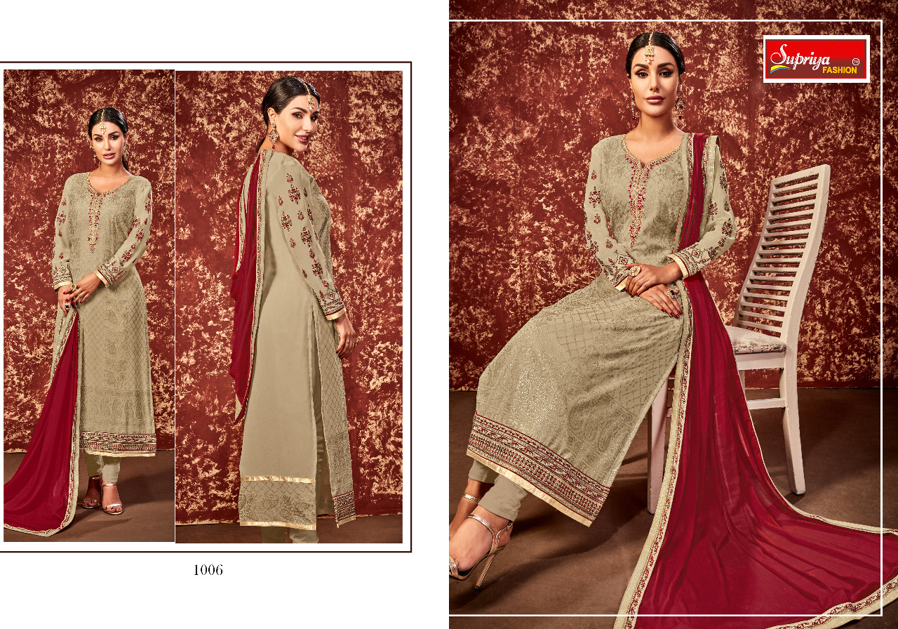 Soneri By Supriya Fashion 1001 To 1008 Series Beautiful Stylish Colorful Fancy Party Wear & Ethnic Wear Georgette Embroidered Dresses At Wholesale Price