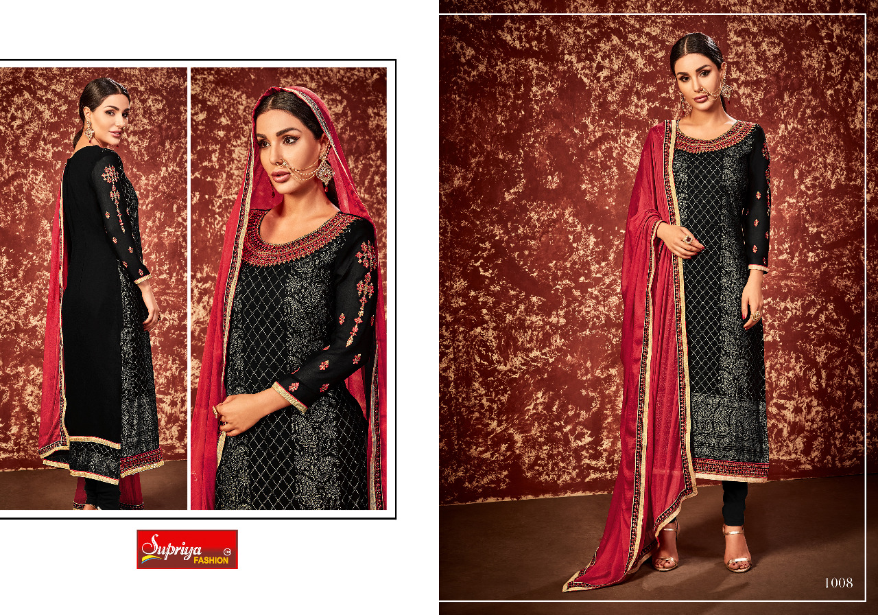 Soneri By Supriya Fashion 1001 To 1008 Series Beautiful Stylish Colorful Fancy Party Wear & Ethnic Wear Georgette Embroidered Dresses At Wholesale Price