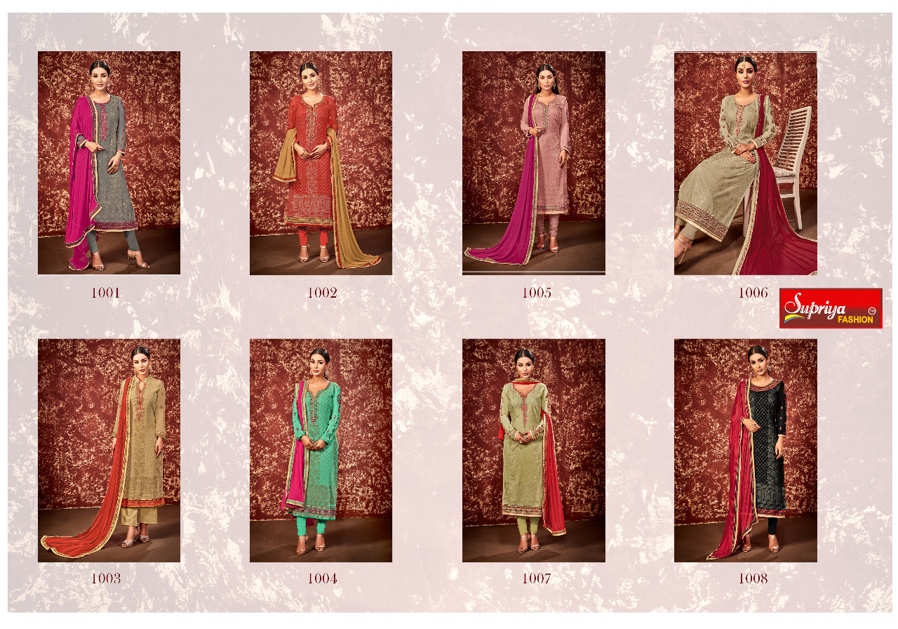 Soneri By Supriya Fashion 1001 To 1008 Series Beautiful Stylish Colorful Fancy Party Wear & Ethnic Wear Georgette Embroidered Dresses At Wholesale Price
