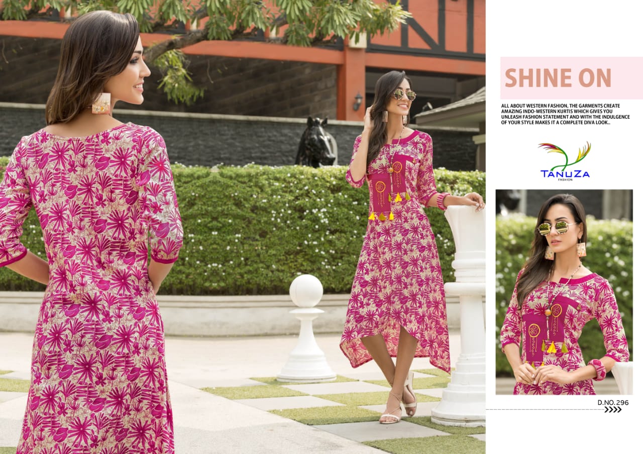 Sonika By Tanuza Fashion 287 To 297 Series Beautiful Stylish Fancy Colorful Casual Wear & Ethnic Wear & Ready To Wear Rayon Kurtis At Wholesale Price
