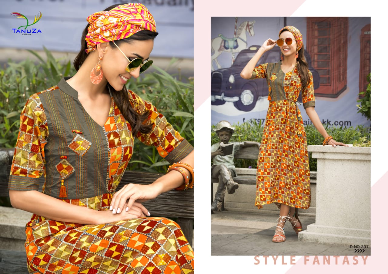 Sonika By Tanuza Fashion 287 To 297 Series Beautiful Stylish Fancy Colorful Casual Wear & Ethnic Wear & Ready To Wear Rayon Kurtis At Wholesale Price