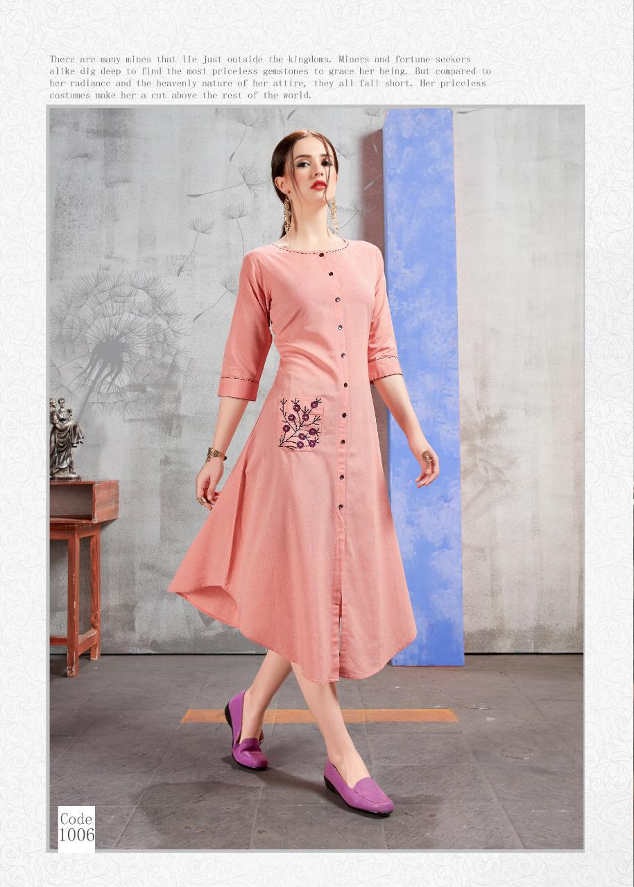 Sparsh Vol-2 By Aayush Fashion 1001 To 1006 Series Stylish Fancy Beautiful Colorful Casual Wear & Ethnic Wear Cotton Embroidery Kurtis At Wholesale Price