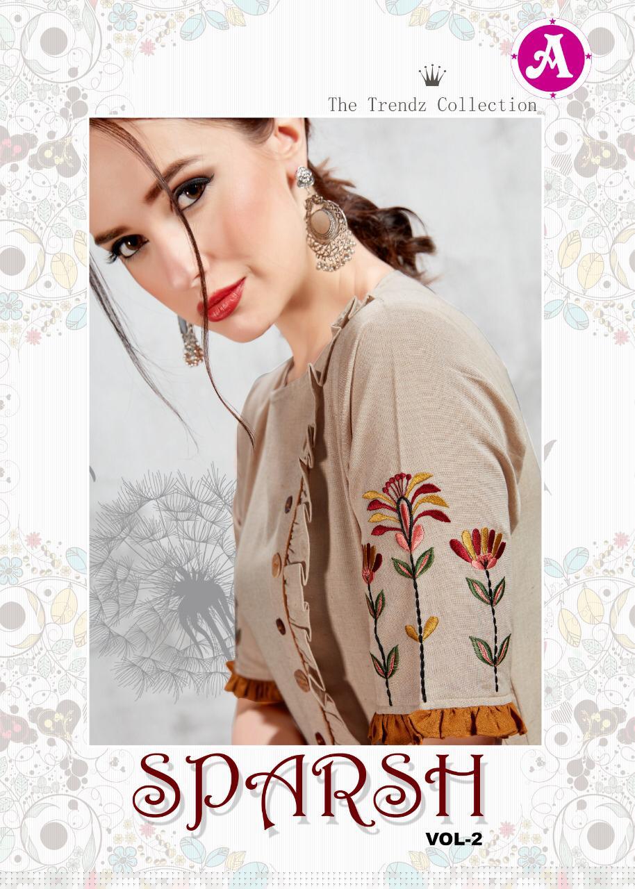 Sparsh Vol-2 By Aayush Fashion 1001 To 1006 Series Stylish Fancy Beautiful Colorful Casual Wear & Ethnic Wear Cotton Embroidery Kurtis At Wholesale Price