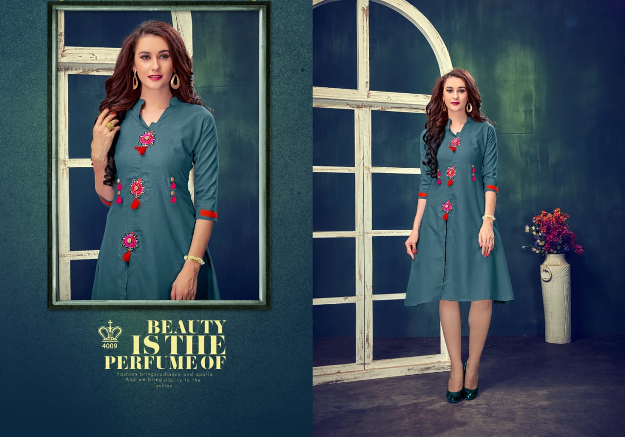 Sparsh By Diva Designs 4005 To 4011 Series Beautiful Stylish Fancy Colorful Casual Wear & Ethnic Wear & Ready To Wear Cotton Silk Kurtis At Wholesale Price
