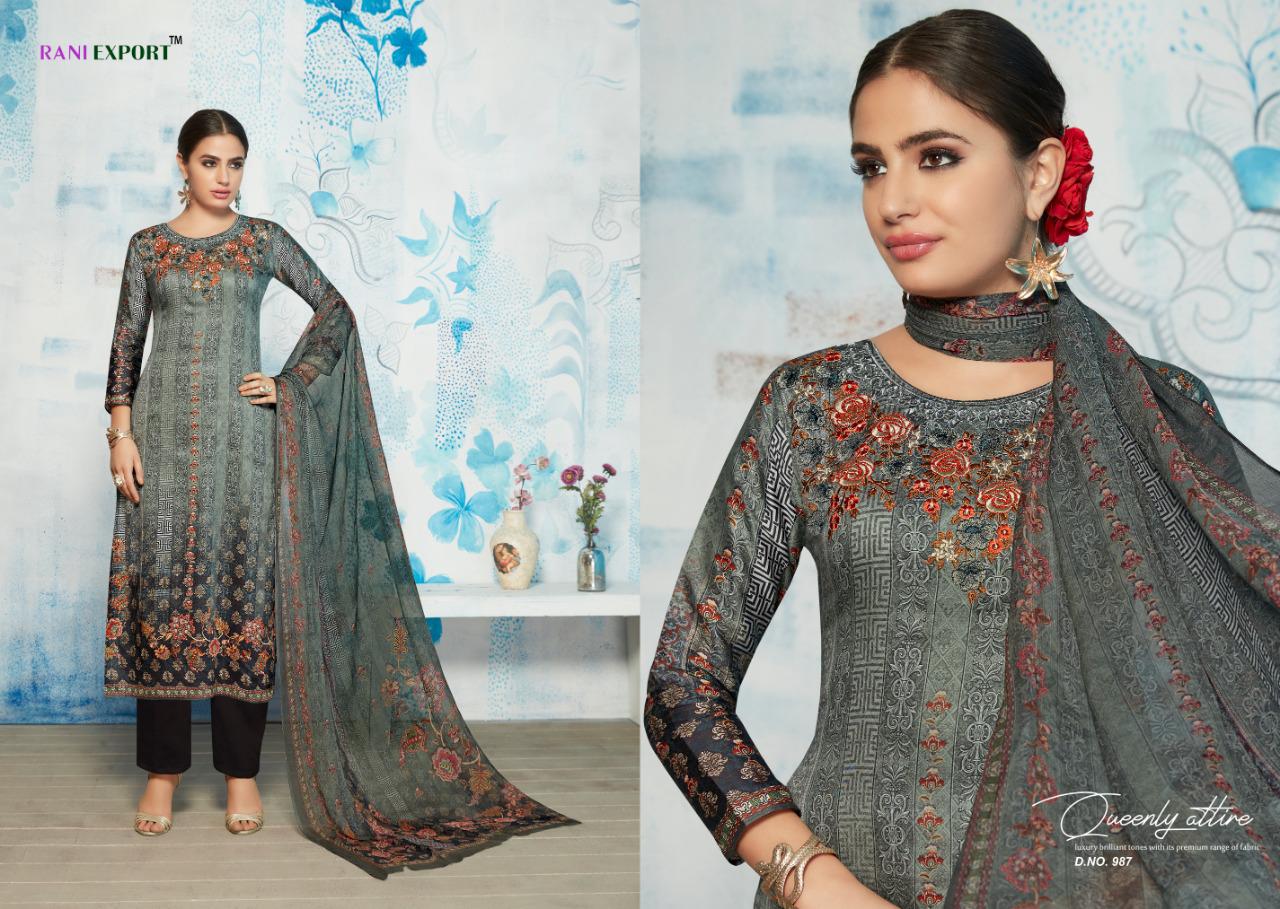 Spice Bloom By Rani Exports 984 To 990 Beautiful Suits Stylish Colorful Fancy Casual Wear & Ethnic Wear Pure Zam Cotton Digital Print With Embroidery Dresses At Wholesale Price