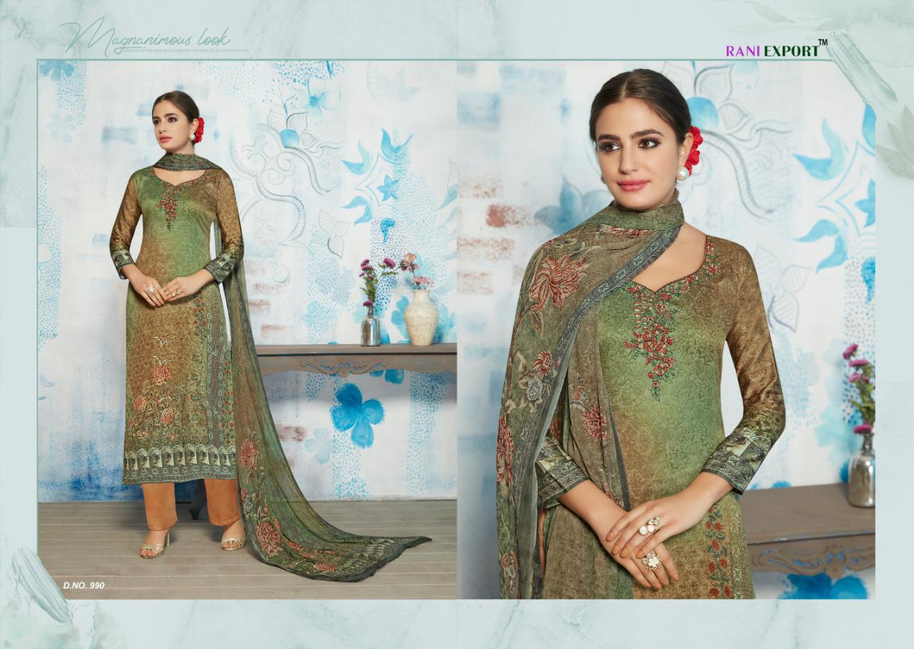 Spice Bloom By Rani Exports 984 To 990 Beautiful Suits Stylish Colorful Fancy Casual Wear & Ethnic Wear Pure Zam Cotton Digital Print With Embroidery Dresses At Wholesale Price