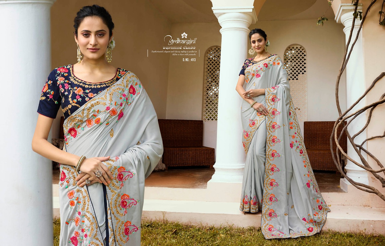Srushti Vol-1 By Ardhangini 4111 To 4118 Series Indian Traditional Wear Collection Beautiful Stylish Fancy Colorful Party Wear & Occasional Wear Crepe/ Silk/ Nylon/ Tissue Sarees At Wholesale Price