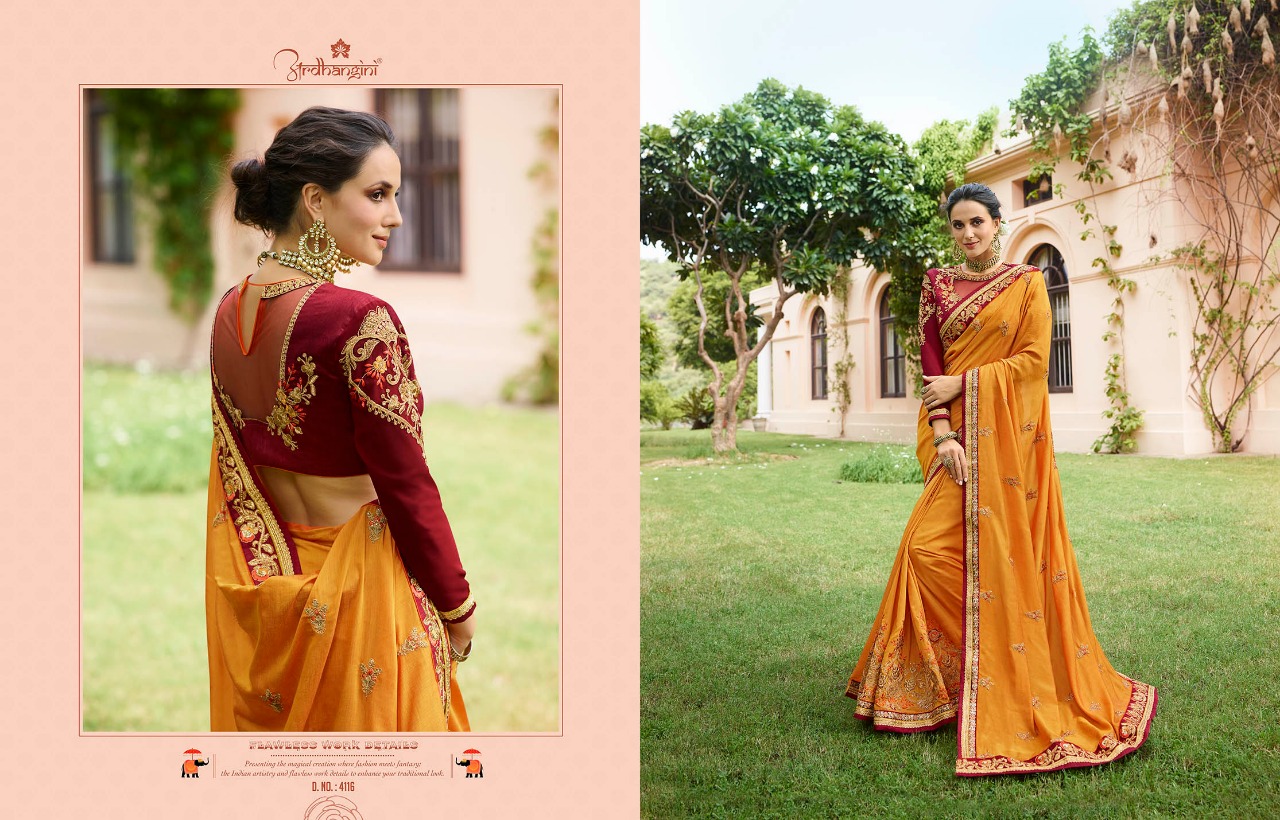 Srushti Vol-1 By Ardhangini 4111 To 4118 Series Indian Traditional Wear Collection Beautiful Stylish Fancy Colorful Party Wear & Occasional Wear Crepe/ Silk/ Nylon/ Tissue Sarees At Wholesale Price