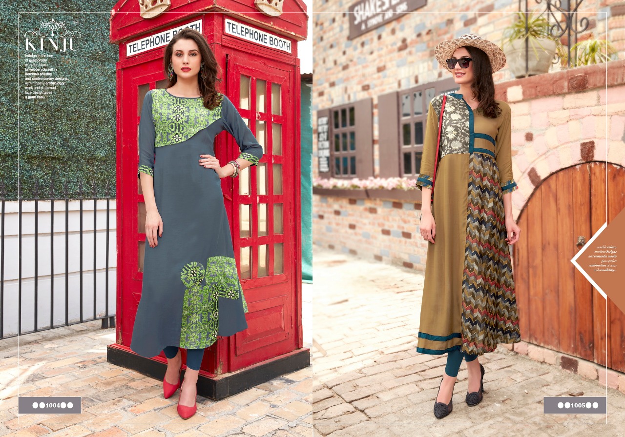 Srushti Vol-1 By Kinju 1001 To 1008 Beautiful Stylish Fancy Colorful Casual Wear & Ethnic Wear & Ready To Wear Heavy Muslin Printed Kurtis At Wholesale Price