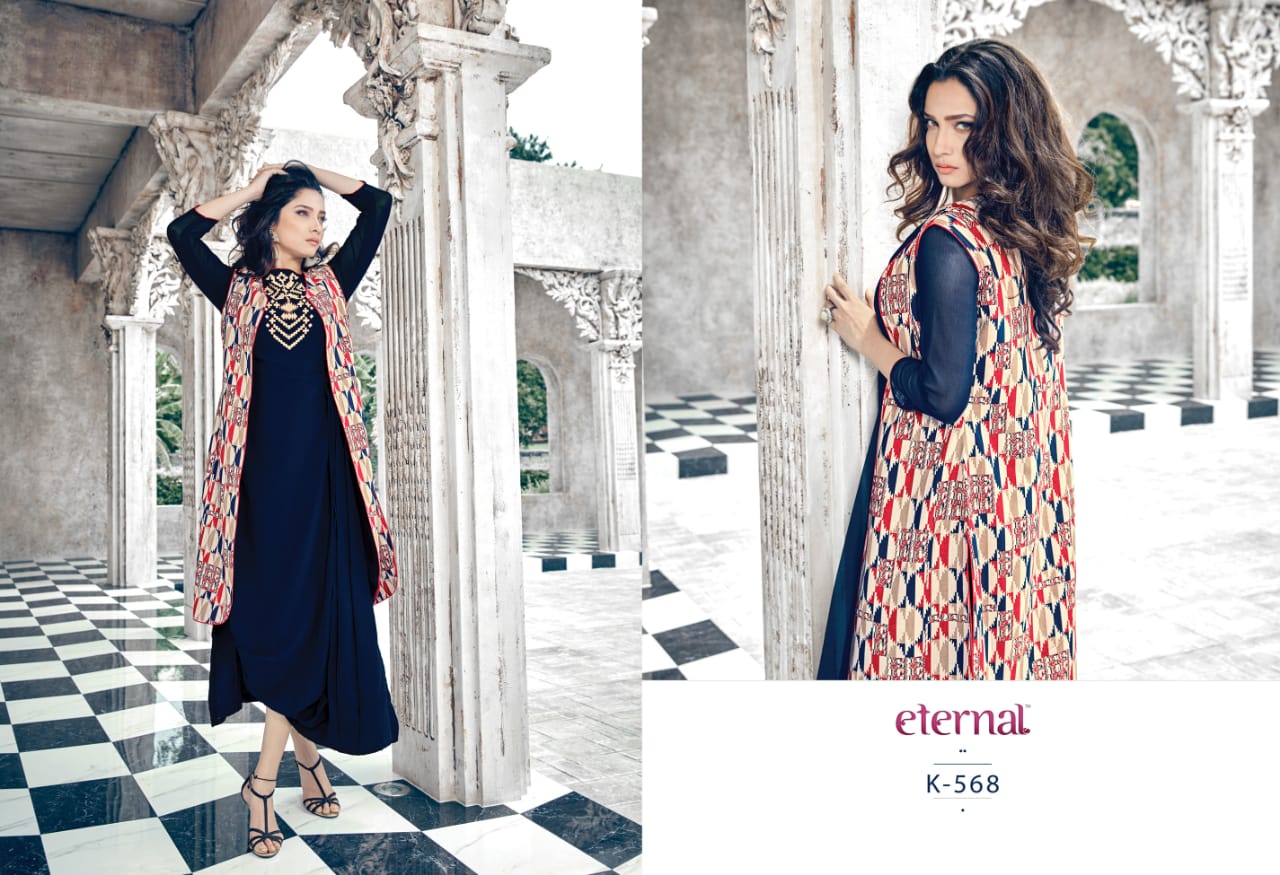 Star Light Vol-4 By Eternal 566 To 571 Series Beautiful Stylish Fancy Colorful Casual Wear & Ethnic Wear & Ready To Wear Satin/crepe/georgette/silk Kurtis At Wholesale Price