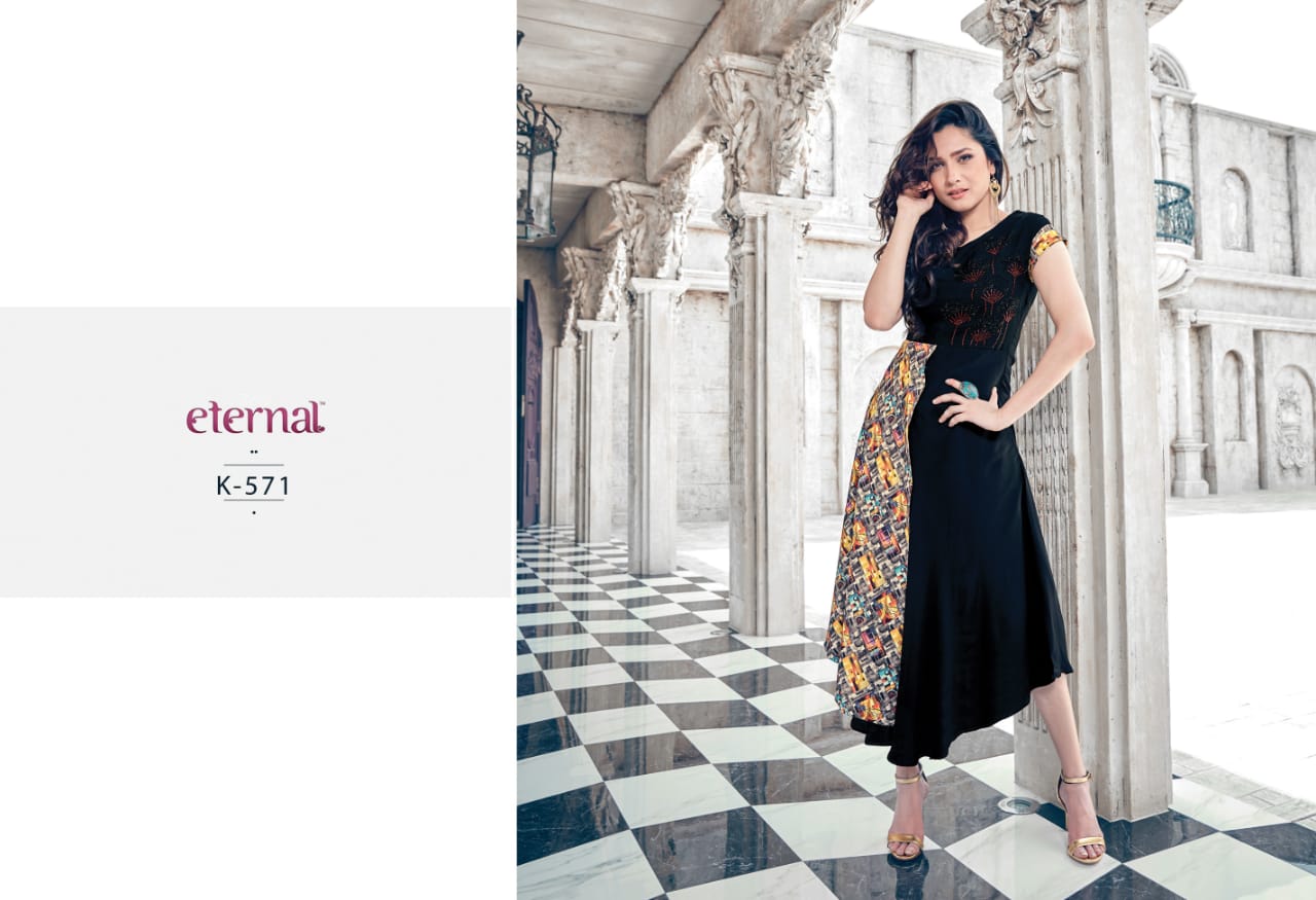 Star Light Vol-4 By Eternal 566 To 571 Series Beautiful Stylish Fancy Colorful Casual Wear & Ethnic Wear & Ready To Wear Satin/crepe/georgette/silk Kurtis At Wholesale Price