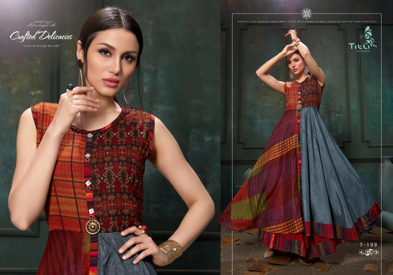 Stardom Vol-2 By Titli 196 To 201 Series Beautiful Colorful Stylish Fancy Party Wear & Ethnic Wear & Ready To Wear Silk & Rayon Printed Kurtis At Wholesale Price