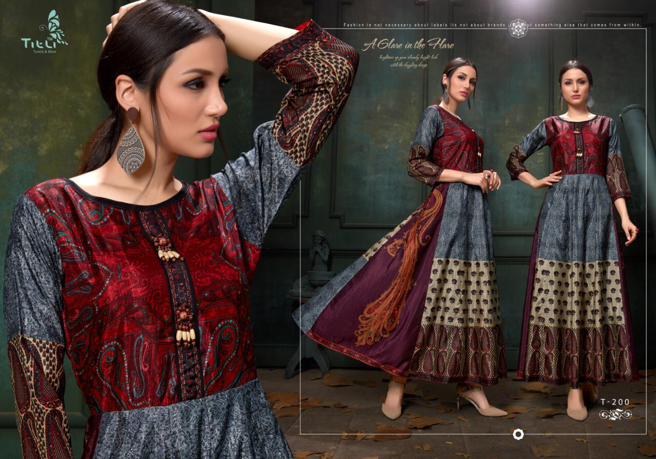 Stardom Vol-2 By Titli 196 To 201 Series Beautiful Colorful Stylish Fancy Party Wear & Ethnic Wear & Ready To Wear Silk & Rayon Printed Kurtis At Wholesale Price