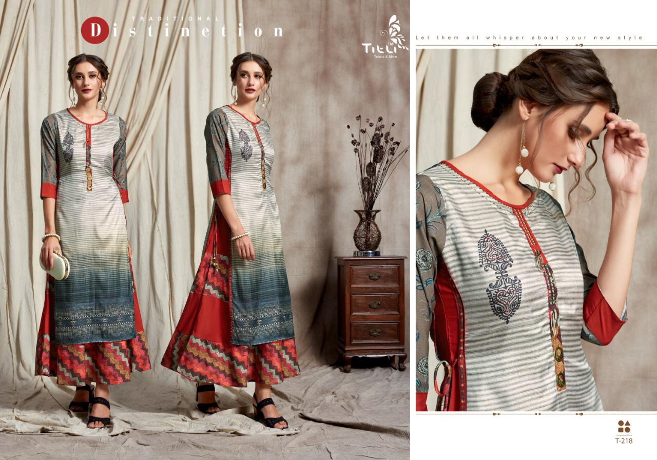 Stardom Vol-3 By Titli 217 To 222 Series Beautiful Colorful Stylish Fancy Party Wear & Ethnic Wear & Ready To Wear Fancy Printed Kurtis At Wholesale Price