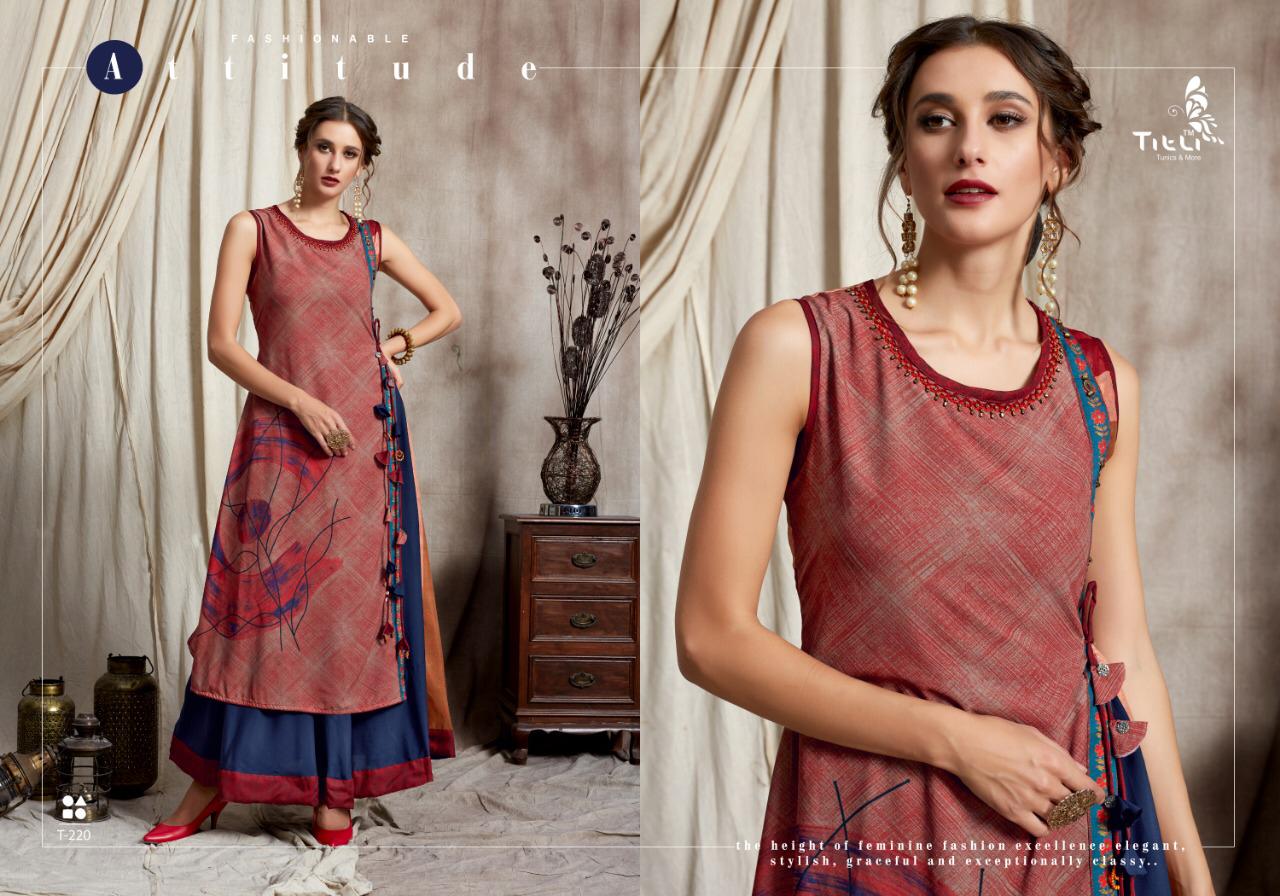 Stardom Vol-3 By Titli 217 To 222 Series Beautiful Colorful Stylish Fancy Party Wear & Ethnic Wear & Ready To Wear Fancy Printed Kurtis At Wholesale Price