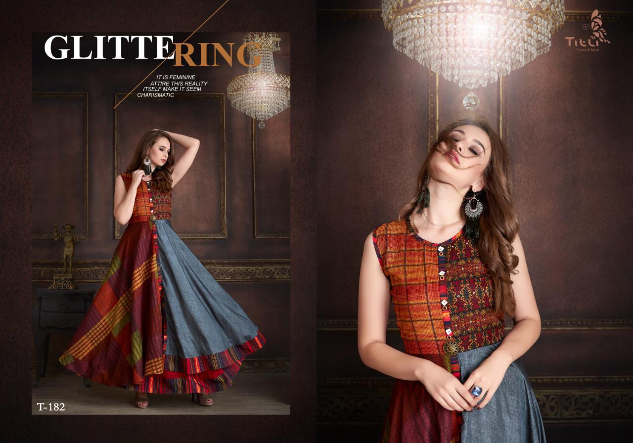 Stardom By Titli 182 To 187 Series Beautiful Colorful Stylish Fancy Party Wear & Ethnic Wear & Ready To Wear Silk & Georgette Printed Kurtis At Wholesale Price