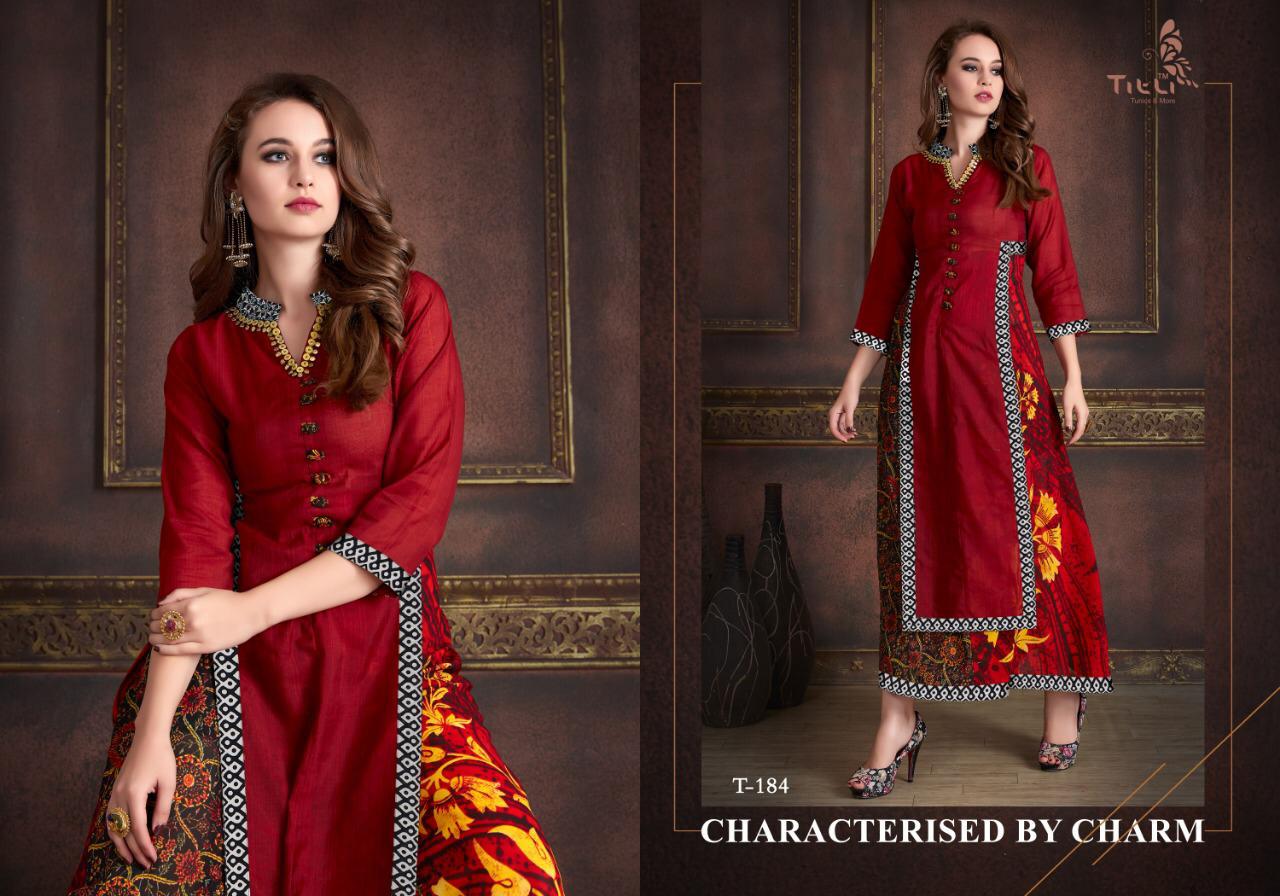 Stardom By Titli 182 To 187 Series Beautiful Colorful Stylish Fancy Party Wear & Ethnic Wear & Ready To Wear Silk & Georgette Printed Kurtis At Wholesale Price