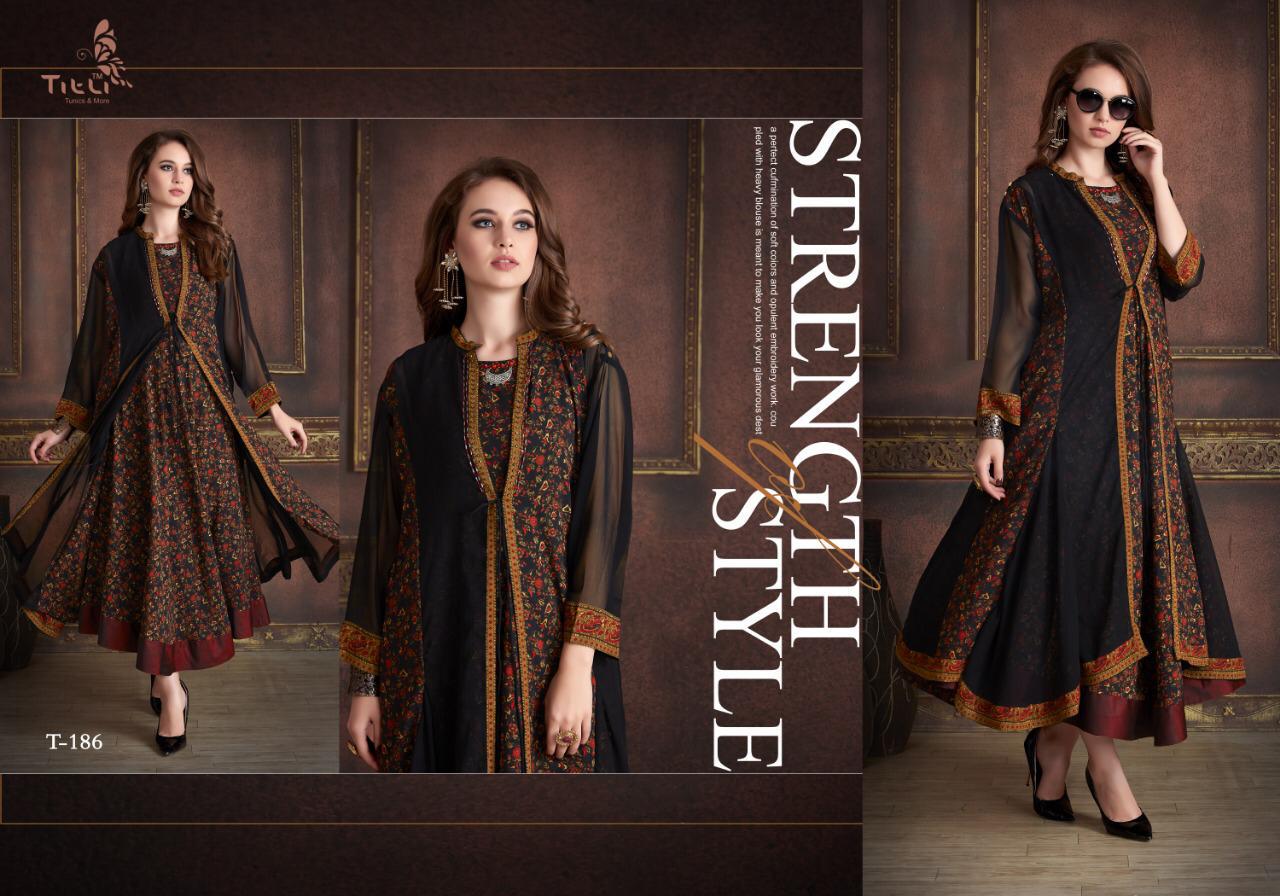 Stardom By Titli 182 To 187 Series Beautiful Colorful Stylish Fancy Party Wear & Ethnic Wear & Ready To Wear Silk & Georgette Printed Kurtis At Wholesale Price