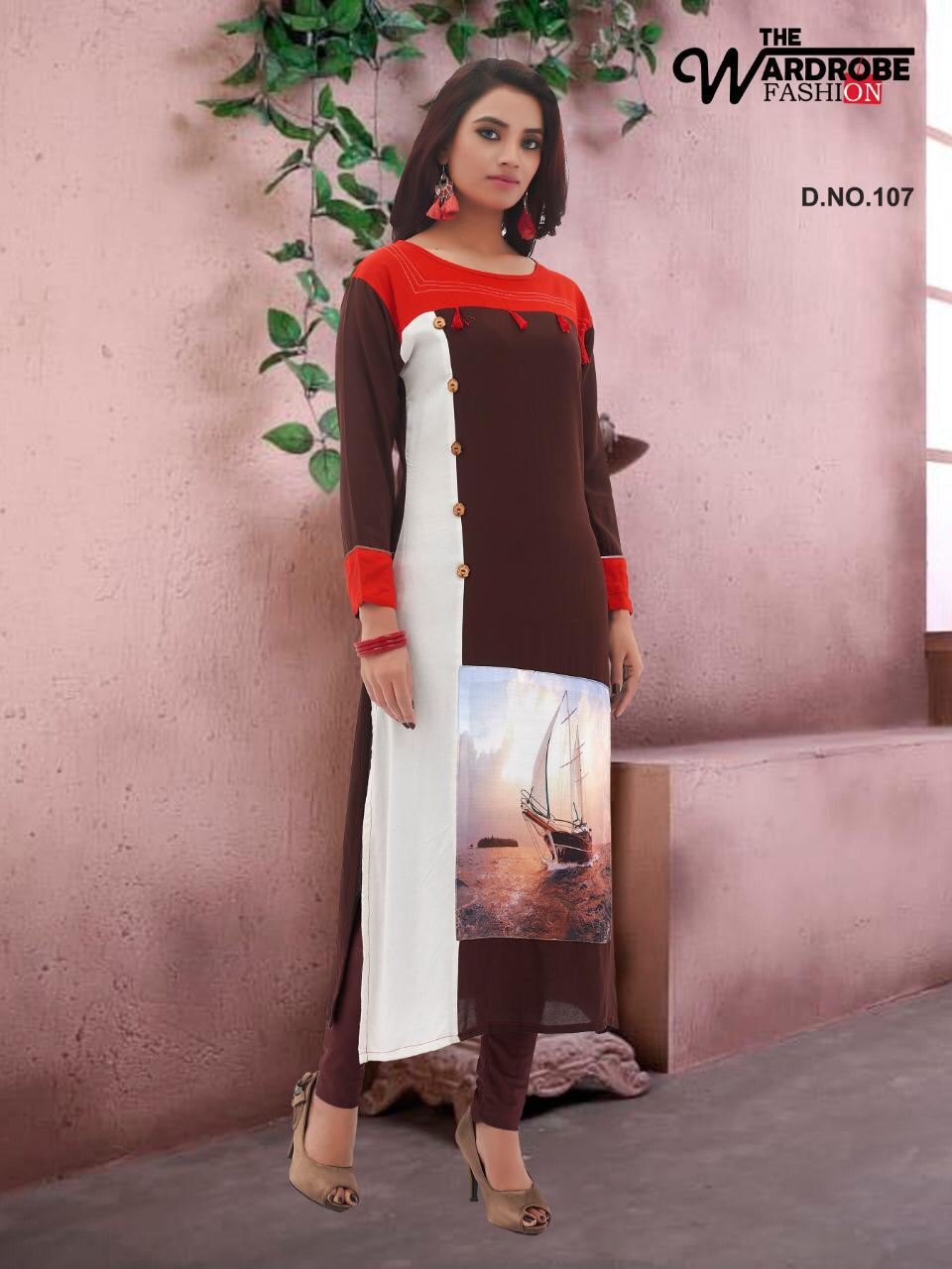 Straight By Wardrobe 101 To 108 Series Designer Beautiful Stylish Colorful Fancy Beautiful Party Wear & Ethnic Wear Rayon Printed Kurtis At Wholesale Price