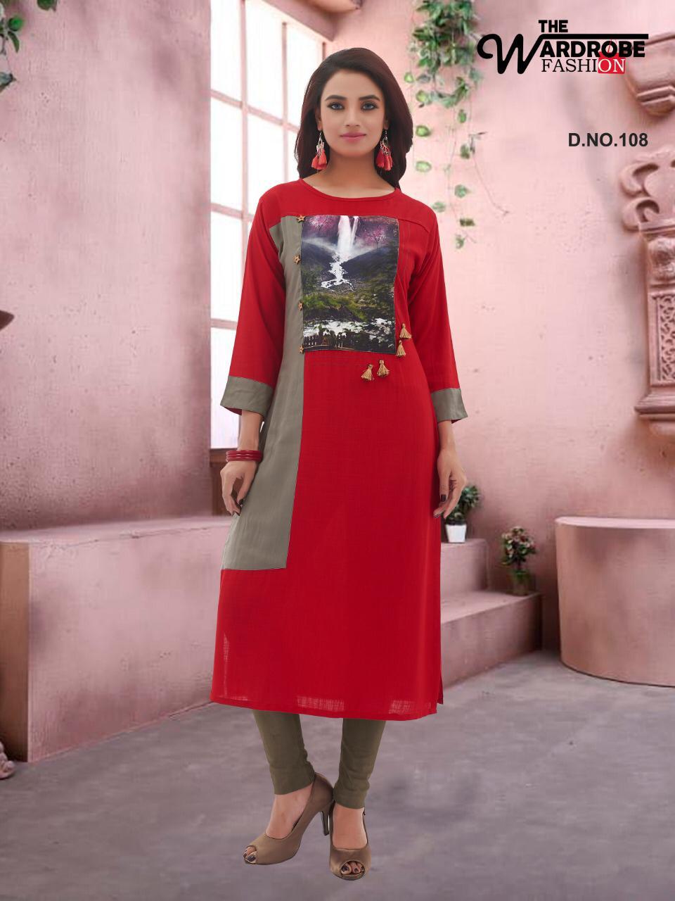 Straight By Wardrobe 101 To 108 Series Designer Beautiful Stylish Colorful Fancy Beautiful Party Wear & Ethnic Wear Rayon Printed Kurtis At Wholesale Price