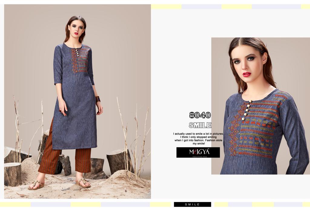 Stripes Mania By Mrigya 8036 To 8041 Series Beautiful Colorful Stylish Fancy Casual Wear & Ethnic Wear & Ready To Wear Handloom Cotton Kurtis & Palazzos At Wholesale Price