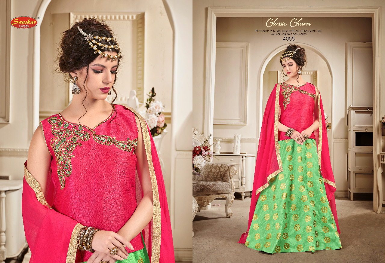 Stunning By Meraki 4055 To 4060 Series Readymade Indian Traditional Wear Collection Beautiful Stylish Fancy Colorful Party Wear & Occasional Wear Heavy Silk Jacquard Lehengas At Wholesale Price