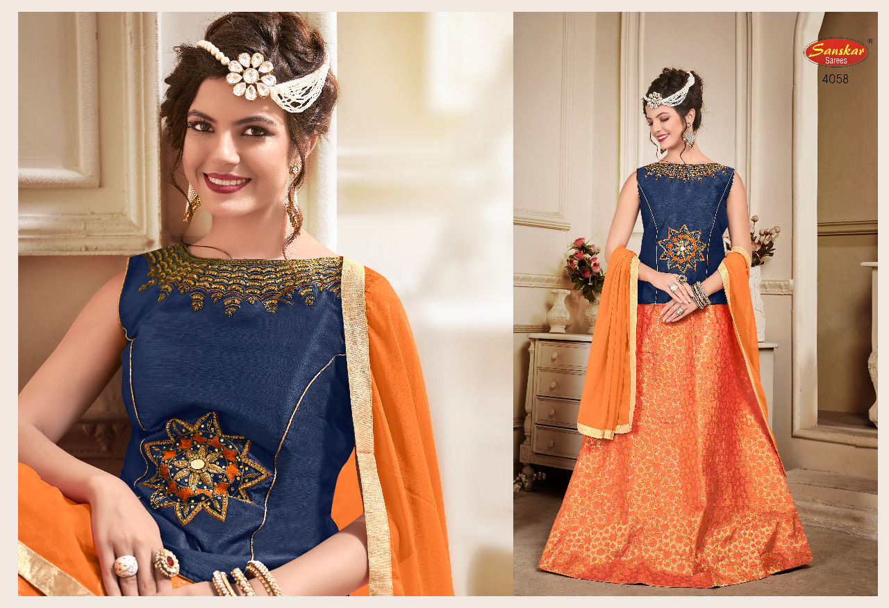 Stunning By Meraki 4055 To 4060 Series Readymade Indian Traditional Wear Collection Beautiful Stylish Fancy Colorful Party Wear & Occasional Wear Heavy Silk Jacquard Lehengas At Wholesale Price