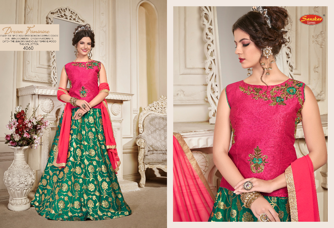 Stunning By Meraki 4055 To 4060 Series Readymade Indian Traditional Wear Collection Beautiful Stylish Fancy Colorful Party Wear & Occasional Wear Heavy Silk Jacquard Lehengas At Wholesale Price