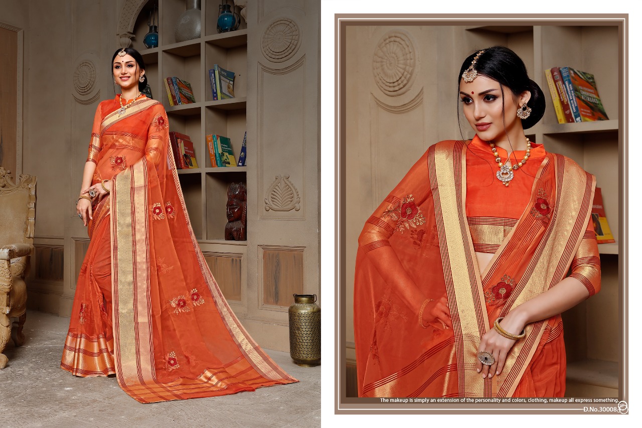 Stuti By Aanchal Sarees 30001 To 30010 Series Indian Traditional Wear Collection Beautiful Stylish Fancy Colorful Party Wear & Occasional Wear Organza Embroidered Sarees At Wholesale Price