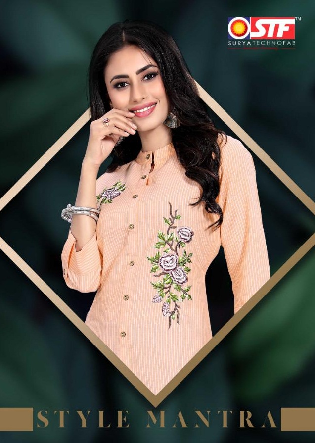 Style Mantra By Surya Techno Fab 01 To 05 Series Beautiful Colorful Stylish Fancy Casual Wear & Ethnic Wear & Ready To Wear  Pure Cotton Stripes Embroidery Kurtis At Wholesale Price