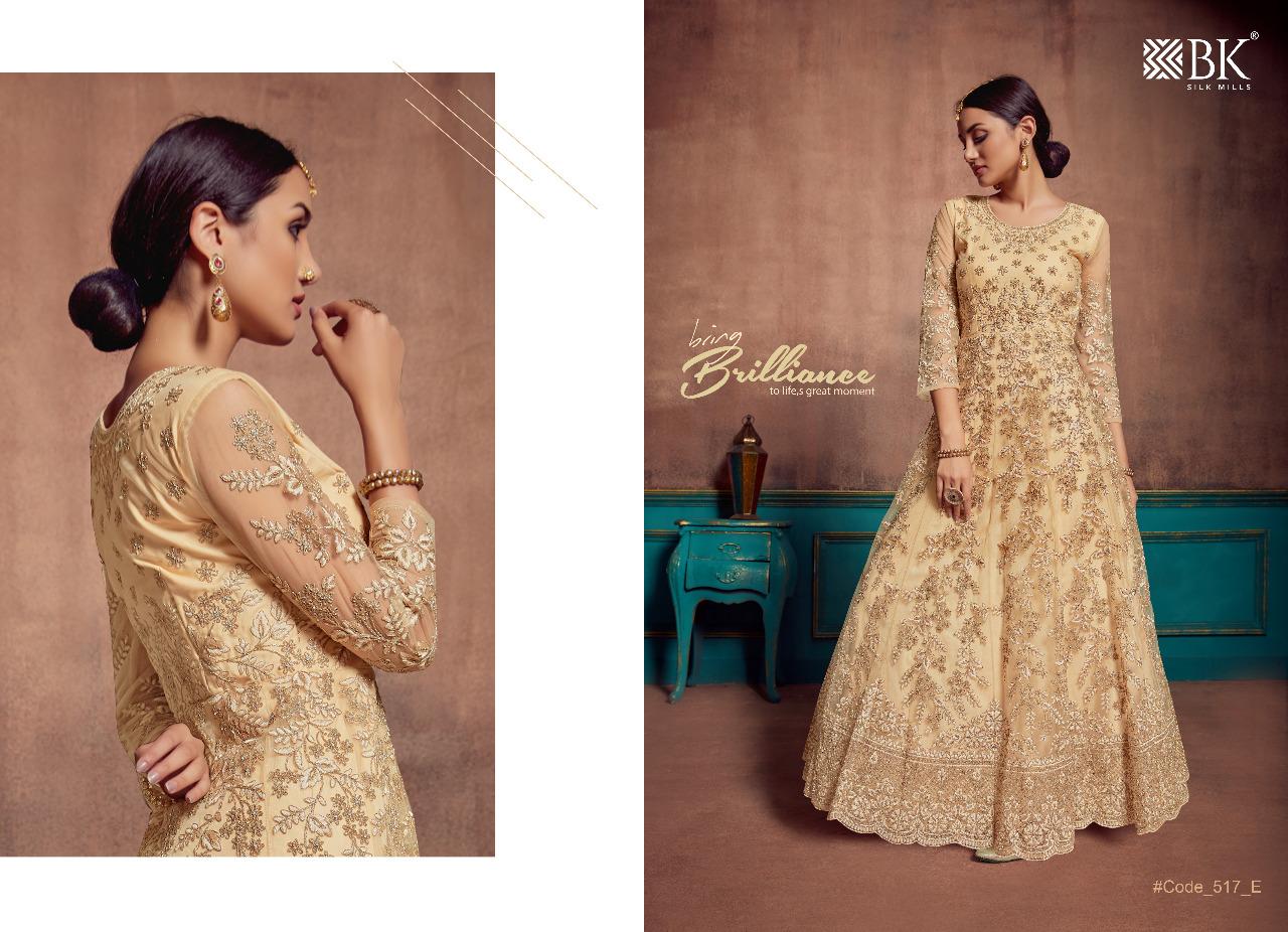 Sudipti By Bk Silk Mills 517-a To 517-e Designer Anarkali Suits Wedding Collection Beautiful Stylish Fancy Colorful Party Wear & Occasional Wear Net With Embroidery Dresses At Wholesale Price