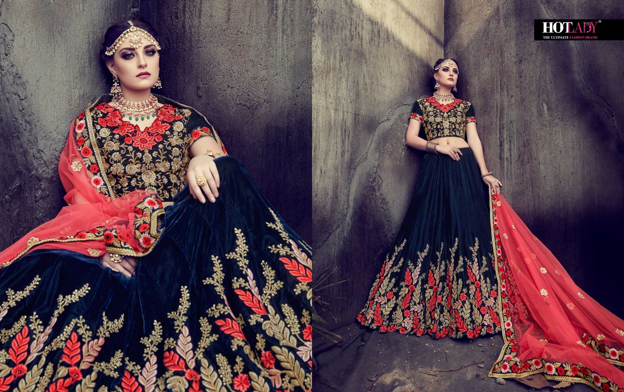Suhaani Vol-3 Nx By Hot Lady Indian Bridal Wear Collection Beautiful Stylish Fancy Colorful Wedding Wear & Occasional Wear Velvet/silk Embroidered Lehengas At Wholesale Price