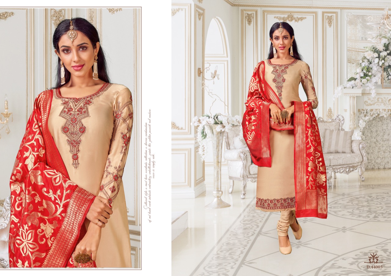 Suhaani By Hariks 44001 To 44006 Series Designer Suits Collection Beautiful Stylish Fancy Colorful Party Wear & Occasional Wear Georgette Satin Embroidered Dresses At Wholesale Price