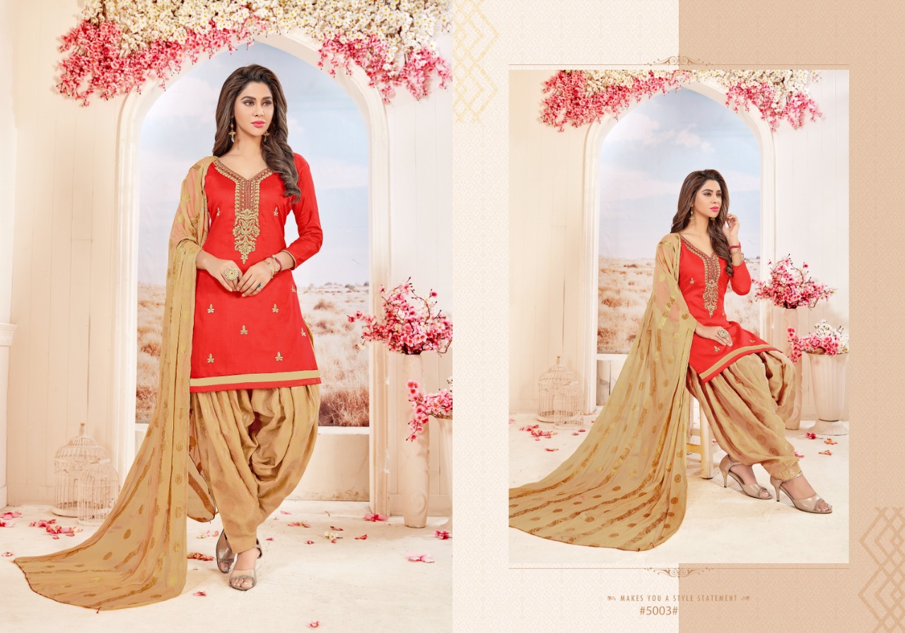 Suhagan By Gangour 5001 To 5011 Series Beautiful Patiyala Suits Stylish Fancy Colorful Casual Wear & Ethnic Wear Collection Glace Cotton Embroidered Dresses At Wholesale Price