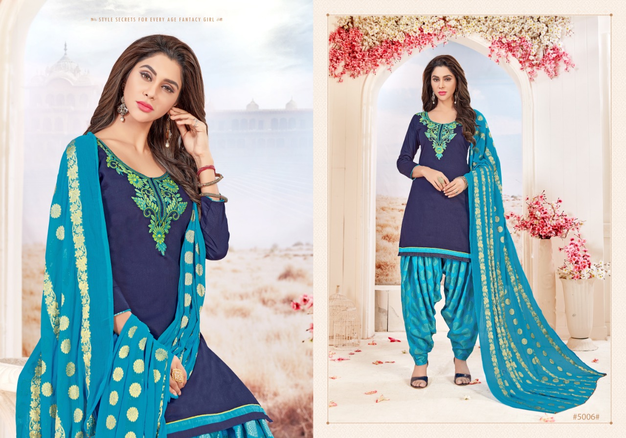 Suhagan By Gangour 5001 To 5011 Series Beautiful Patiyala Suits Stylish Fancy Colorful Casual Wear & Ethnic Wear Collection Glace Cotton Embroidered Dresses At Wholesale Price