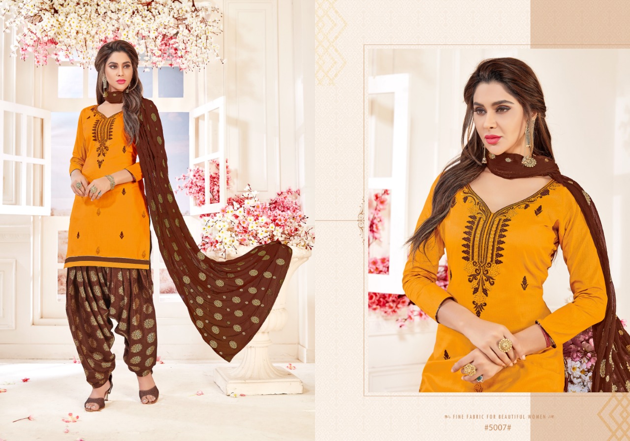 Suhagan By Gangour 5001 To 5011 Series Beautiful Patiyala Suits Stylish Fancy Colorful Casual Wear & Ethnic Wear Collection Glace Cotton Embroidered Dresses At Wholesale Price