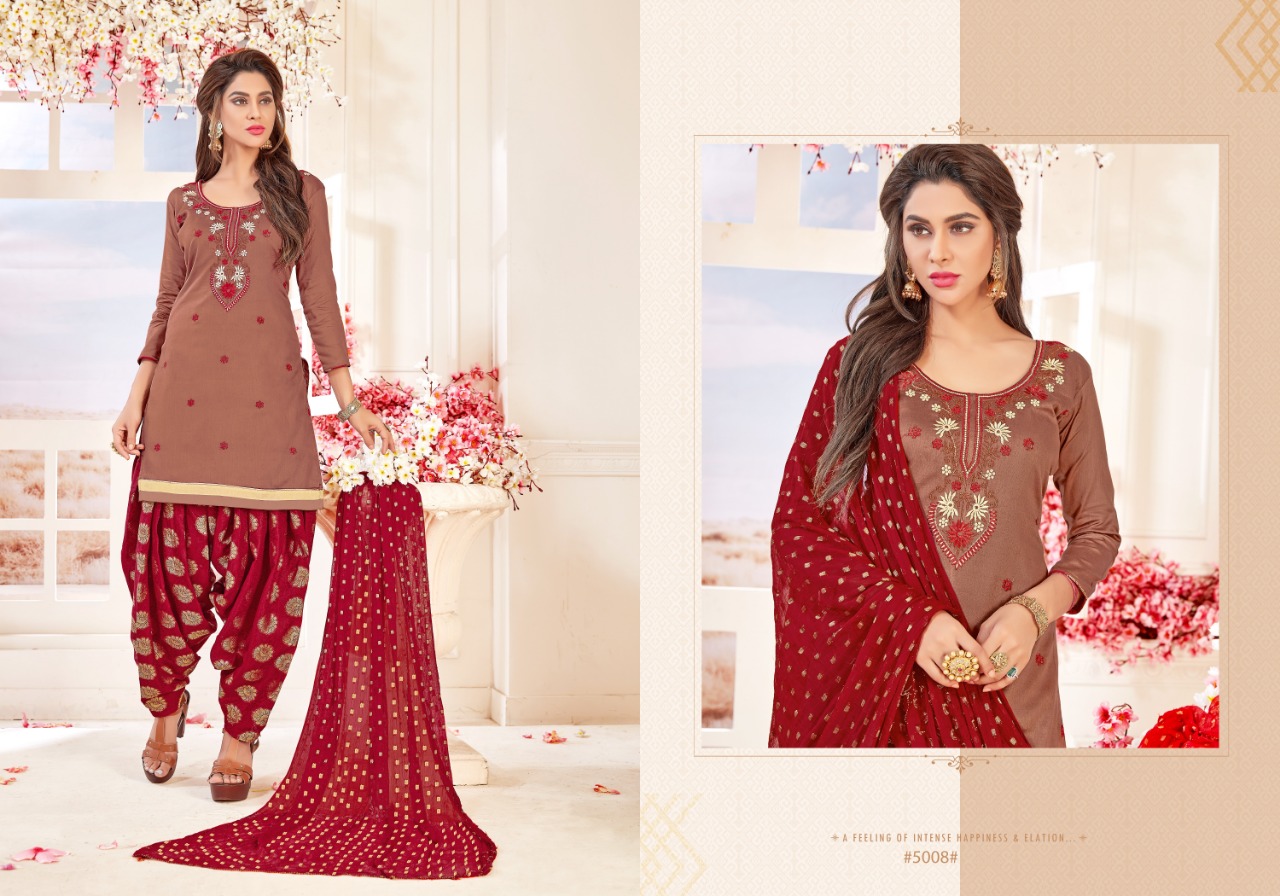 Suhagan By Gangour 5001 To 5011 Series Beautiful Patiyala Suits Stylish Fancy Colorful Casual Wear & Ethnic Wear Collection Glace Cotton Embroidered Dresses At Wholesale Price
