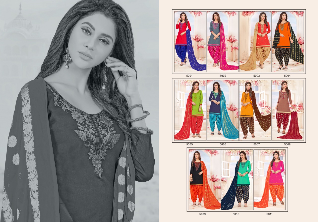 Suhagan By Gangour 5001 To 5011 Series Beautiful Patiyala Suits Stylish Fancy Colorful Casual Wear & Ethnic Wear Collection Glace Cotton Embroidered Dresses At Wholesale Price