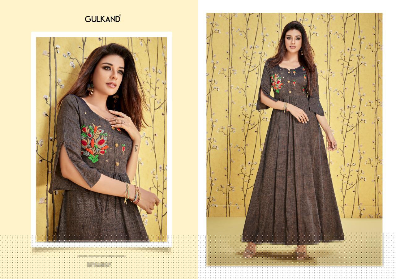 Suhana By Gulkand 57 To 62 Series Beautiful Colorful Stylish Fancy Casual Wear & Ethnic Wear & Ready To Wear Heavy Two Tone Rayon Gown At Wholesale Price