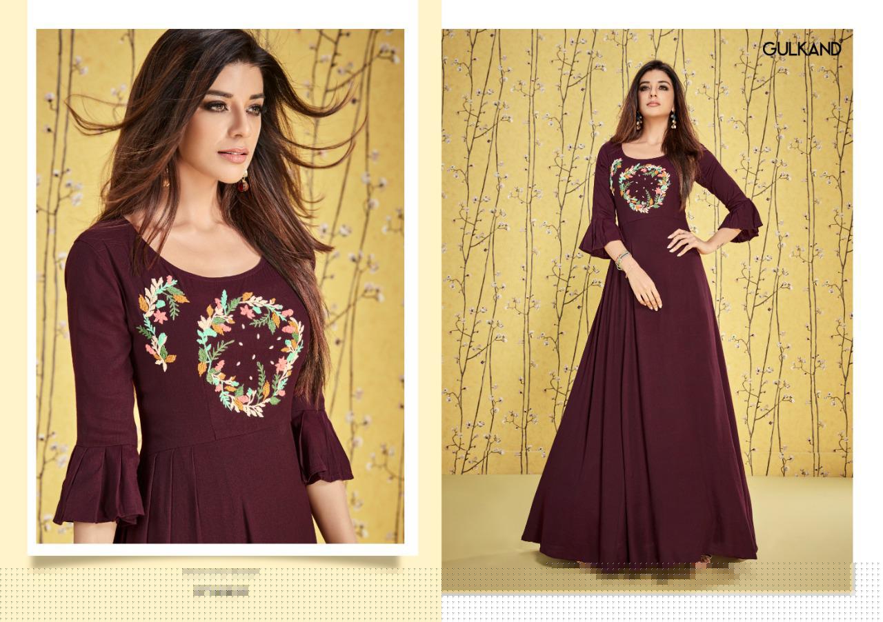 Suhana By Gulkand 57 To 62 Series Beautiful Colorful Stylish Fancy Casual Wear & Ethnic Wear & Ready To Wear Heavy Two Tone Rayon Gown At Wholesale Price