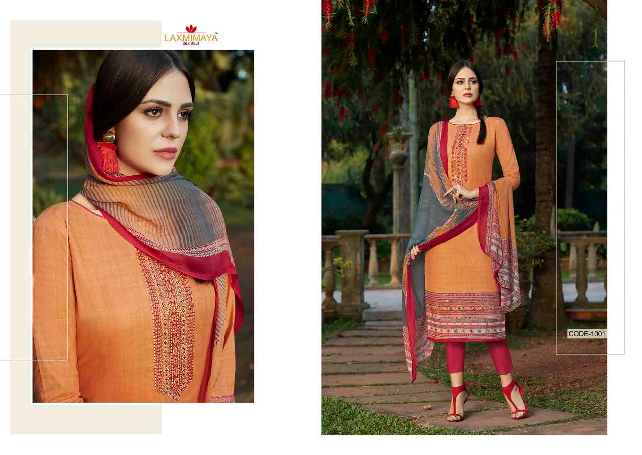 Suhana By Laxmimaya Silk Mills 1001 To 1010 Series Suits Beautiful Stylish Fancy Colorful Party Wear & Occasional Wear Pure Cotton Lawn Printed Dresses At Wholesale Price