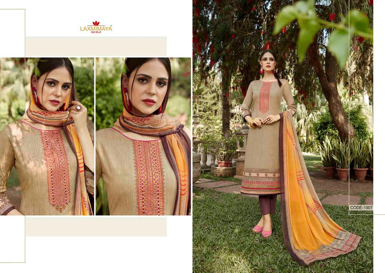 Suhana By Laxmimaya Silk Mills 1001 To 1010 Series Suits Beautiful Stylish Fancy Colorful Party Wear & Occasional Wear Pure Cotton Lawn Printed Dresses At Wholesale Price